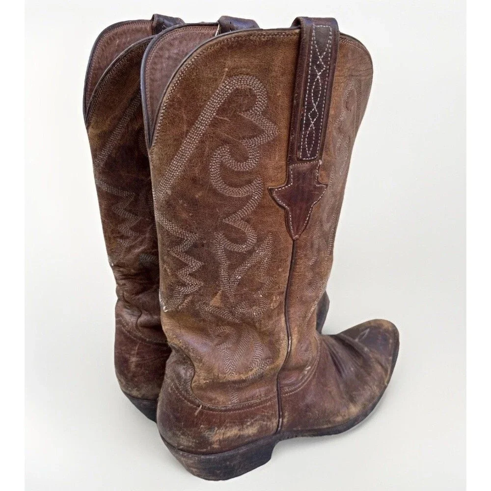 VTG Lucchese 1883 L000324 Patina Distressed Cowboy Ranch Work Bunk Boot 7.5 2E